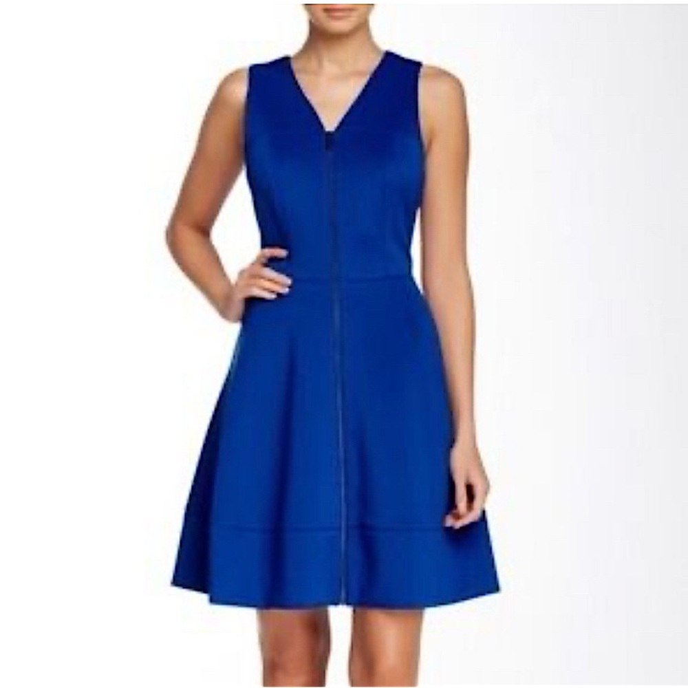 Vince Camuto sleeveless scuba fit & flare summer dress, blue, size 8